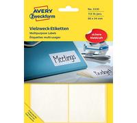 AVERY - Zweckform étiquettes multi-usages, 80 x 54 mm, blanchePP à inscription manuelle Contenu: 112