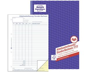 Avery Zweckform Formulaire pour justificatif du nombre dheures 1773 DIN A4