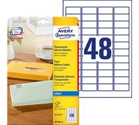 Avery Zweckform J4720-25 Etiquettes transparentes 45,7 x 21,2 mm 25 feuilles (Import Allemagne)