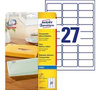 Avery Zweckform J4721-25 Etiquettes transparentes 63,5 x 29,6 mm 25 feuilles (Import Allemagne)