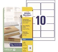 Avery Zweckform J4722-25 Étiquettes d'expédition, 96 x 50,8 mm, Convient à la Deutsche Post INTERNETMARKE, 25 feuilles/250 étiquettes, transparent