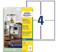 Avery Zweckform J4774-10 Étiquettes en film résistant aux intempéries, 99,1 x 139 mm, 10 feuilles/40 étiquettes, blanc