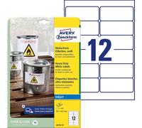 Avery Zweckform J4776-10 Étiquettes en film résistant aux intempéries, 99,1 x 42,3 mm, 10 feuilles/120 étiquettes, blanc