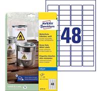 Avery Zweckform J4778-10 Étiquettes en film résistant aux intempéries, 45,7 x 21,2 mm, 10 feuilles/480 étiquettes, blanc