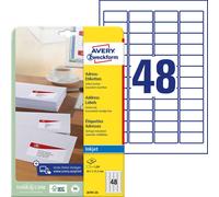 Avery-Zweckform J4791-25 Etiquette pour adresse 45.7 x 21.2 mm papier blanc 1200 pc(s) fixation permanente imprimante à jet