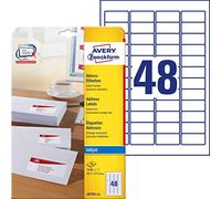 Avery-Zweckform J4791-25 Etiquette pour adresse 45.7 x 21.2 mm papier blanc 1200 pc(s) fixation permanente imprimante à jet