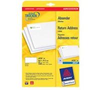 Avery Zweckform J4791 - Blanc - 21.2 x 45.7 mm 1200 étiquette(s) (25 feuille(s) x 48 étiquettes d'adresse de retour Blanc G