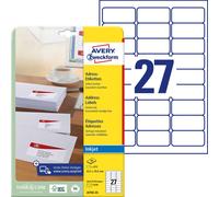 Avery Zweckform J4792-25 Etiquette pour adresse 63.5 x 29.6 mm papier blanc 675 pc(s) fixation permanente imprimante à jet dencre, inscription à main