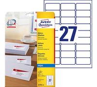 Avery – Étiquettes d'adresse J4792-25 – 63,5 x 29,6 mm – blanc – 675 pièces (25 feuilles)