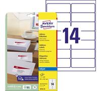 Avery Zweckform J8163-25 Étiquettes d'adresse, A4, 99,1 x 38,1 mm, 25 feuilles/350 étiquettes, blanc