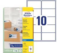 Avery Zweckform J8173-25 Étiquettes d'expédition, A4, 99,1 x 57 mm, 25 feuilles/250 étiquettes, blanc