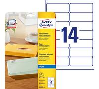 Avery Zweckform Étiquettes d'adresse J8563-25 transparentes 99,1 x 38,1 mm 25 feuilles