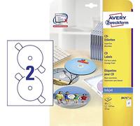 Avery Zweckform J8676-25 Paquet de 25 feuilles d'étiquettes à CD SuperSize 2880 dpi à séchage rapide Ø 117 mm (Import Allemagne)