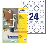 Avery Zweckform L3415-100 Etiquette universelles Ø 40 mm papier blanc 2400 pc(s) fixation permanente imprimante à jet dencre, imprimante laser, imprimante