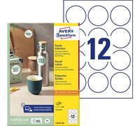 Avery-Zweckform L3416-100 Etiquette universelles Ø 60 mm papier blanc 1200 pc(s) fixation permanente imprimante à jet d'encre
