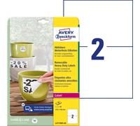 Avery Zweckform L4717REV-20 Étiquettes résistantes aux intempéries, amovibles, 210 x 148 mm, 20 feuilles/40 étiquettes, blanc