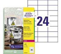 Avery Zweckform L4718-20 Étiquettes en film résistant aux intempéries, 70 x 37 mm, 20 feuilles/480 étiquettes, blanc