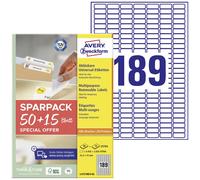 Avery-Zweckform L4731REV-65 Etiquette universelles 25.4 x 10 mm papier blanc 65 feuille(s) décollable imprimante à jet d'encre
