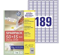 Avery Zweckform L4731REV-65 Etiquette universelles 25.4 x 10 mm papier blanc 65 feuille(s) décollable imprimante à jet dencre, imprimante laser, imprimante
