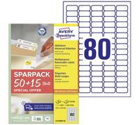 Avery-Zweckform L4732REV-65 Etiquette universelles 35.6 x 16.9 mm papier blanc 65 feuille(s) décolla