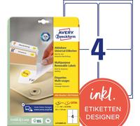 Avery Zweckform L4733REV-25 Étiquettes universelles, 99,1 x 139 mm, 25 feuilles/100 étiquettes, blanc