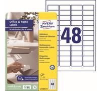Avery Zweckform L4736REV-10 Étiquettes universelles, 45,7 x 21,2 mm, 10 feuilles/480 étiquettes, blanc