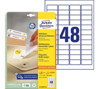 Avery Zweckform L4736REV-25 Étiquettes universelles, 45,7 x 21,2 mm, 25 feuilles/1 200 étiquettes, blanc