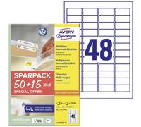 Avery Zweckform L4736REV-65 Etiquette universelles 45.7 x 21.2 mm papier blanc 65 feuille(s) décollable imprimante à jet dencre, imprimante laser, imprimante