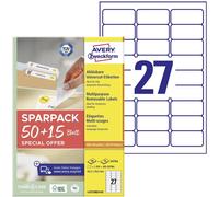 Avery Zweckform L4737REV-65 Etiquette universelles 63.5 x 29.6 mm papier blanc 65 feuille(s) décollable imprimante à jet dencre, imprimante laser, imprimante