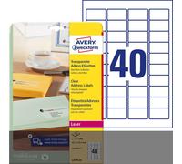 Avery Zweckform L4770-25 Étiquettes d'adresse, 45,7 x 25,4 mm, 25 feuilles/1 000 étiquettes, transparent