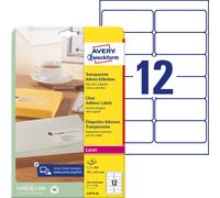 Avery Zweckform L4772-25 Etiquette pour adresse 99.1 x 42.3 mm film de polyester transparent 300 pc(s) fixation permanente imprimante laser, imprimante laser