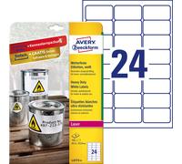 Avery Zweckform Étiquettes L4773-8 A4 63,5x33,9 mm 192 étiquettes Polyester blanc résistant à l'eau