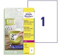 Avery-Zweckform L4775REV-20 Etiquette plastique 210 x 297 mm film blanc 20 pc(s) décollable imprimante laser couleur, imprimante