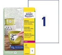 Avery Zweckform L4775REV-20 Étiquettes résistantes aux intempéries, amovibles, 210 x 297 mm, 20 feuilles/20 étiquettes, blanc