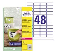 Avery Zweckform L4778REV-20 Étiquettes résistantes aux intempéries, amovibles, 45,7 x 21,2 mm, 20 feuilles/960 étiquettes, blanc
