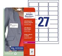 Avery-Zweckform L4784-20 Etiquette badges 63.5 x 29.6 mm acétate de cellulose blanc 540 pc(s) décollable imprimante laser couleur