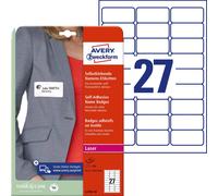 Avery-Zweckform L4784-20 Etiquette badges 63.5 x 29.6 mm acétate de cellulose blanc 540 pc(s) décollable imprimante laser couleur