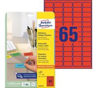 Avery Zweckform L4790-20 Étiquettes de couleur, amovibles, A4, 38,1 x 21,2 mm, 20 feuilles/1 300 étiquettes, rouge