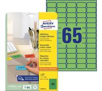 Avery Zweckform L4792-20 Étiquettes de couleur, amovibles, A4, 38,1 x 21,2 mm, 20 feuilles/1 300 étiquettes, vert