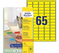 Avery Zweckform L4793-20 Étiquettes de couleur, amovibles, A4, 38,1 x 21,2 mm, 20 feuilles/1 300 étiquettes, jaune