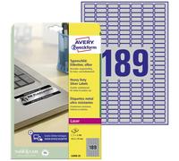 Avery Étiquettes signalétiques L6008-20 25,4 x 10 mm film polyester argent 3780 pcs fixation permanente