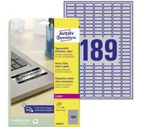 Avery Zweckform L6008-20 Etiquette plaques signalétiques 25.4 x 10 mm film de polyester argent 3780 pc(s) fixation permanente imprimante laser, photocopieuse,