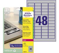 Avery Zweckform L6009-20 Étiquettes de plaque signalétique, 45,7 x 21,2 mm, 20 feuilles/960 étiquettes, argentées
