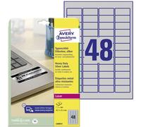 Avery Zweckform L6009-8 Etiquette plaques signalétiques 45.7 x 21.2 mm film de polyester argent 384 pc(s) fixation permanente imprimante laser, photocopieuse,