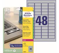 Avery Zweckform L6009-8 Étiquettes de plaque signalétique, 45,7 x 21,2 mm, 8 feuilles/384 étiquettes, argentées