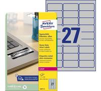 Avery Zweckform L6011-8 Étiquettes de plaque signalétique, 63,5 x 29,6 mm, 8 feuilles/216 étiquettes, argentées