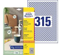 Avery Zweckform L6019REV-25 Étiquettes rondes, détachables, A4, Ø 10 mm, 25 feuilles/7.875 étiquettes, blanches