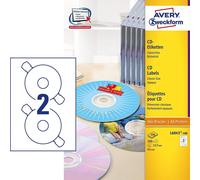 Avery Zweckform L6043-100 Étiquettes de CD, Ø 117 mm, 100 feuilles/200 étiquettes, blanc