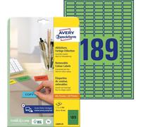 Avery Zweckform L6049-20 Étiquettes de couleur, amovibles, A4, 25,4 x 10 mm, 20 feuilles/3.780 étiquettes, vert
