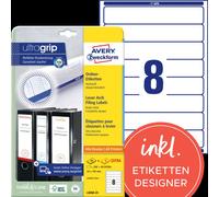 Avery Zweckform L6060-25 Étiquettes de classeur, 192 x 34 mm, 25 feuilles/200 étiquettes, blanc